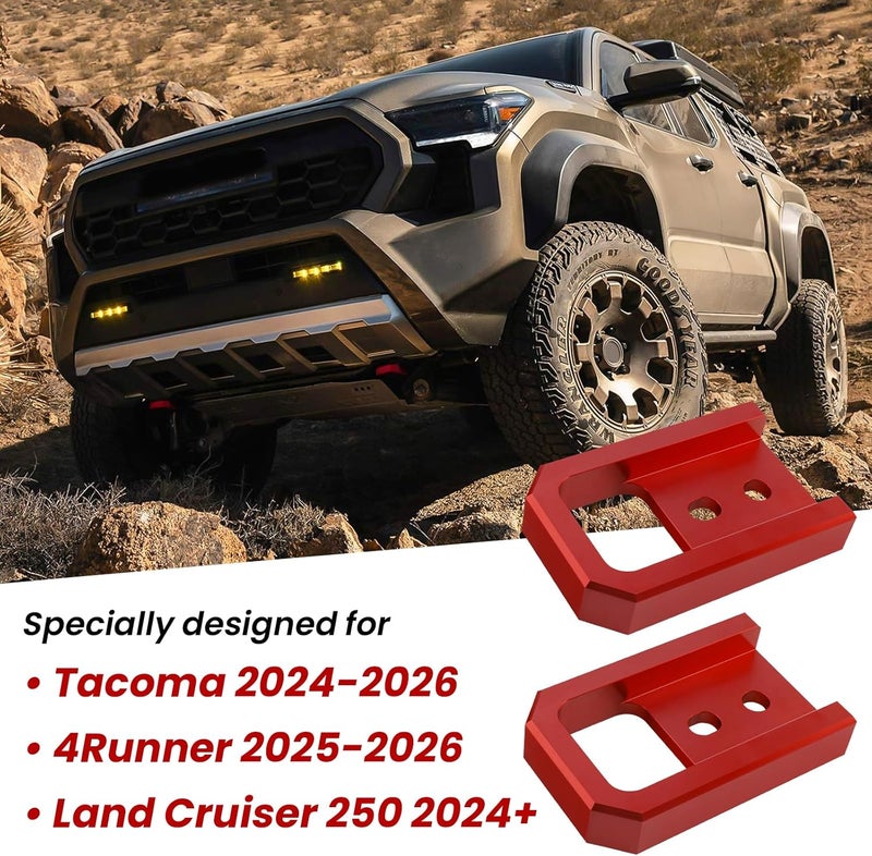 TECHPICCO Tow Hooks for Tacoma 2024-2026/4Runner 2025-2026/Land Cruiser 250 2024-2025, Car Tow Hooks Compatible with Toyota Tacoma/4Runner/Land Cruiser 250 Accessories (Red) - Image 2